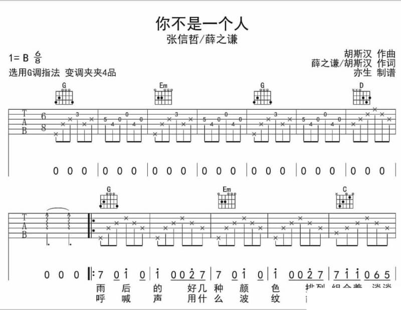 《你的心我的爱》吉他谱_解昕怡