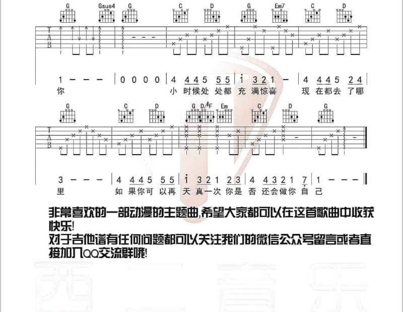 《听妈妈讲那过去的故事》吉他谱_金美熙