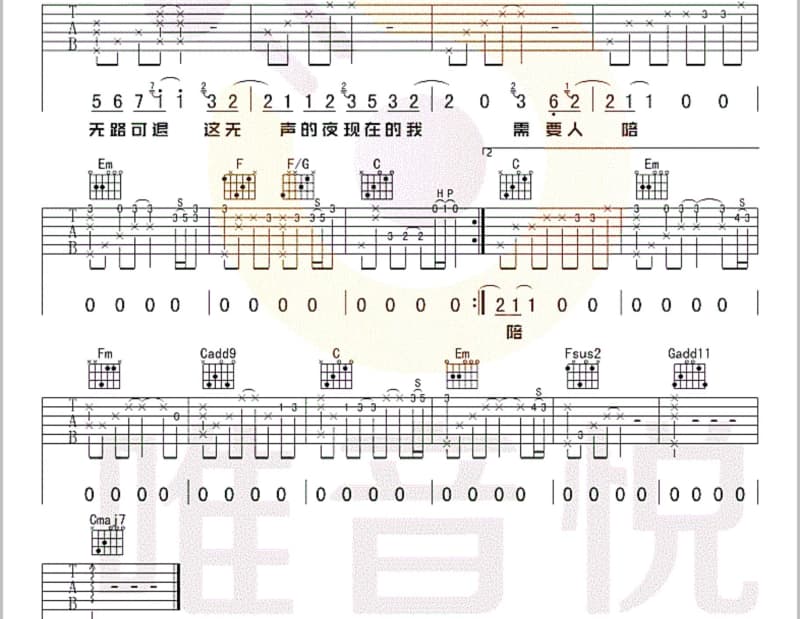 《梧桐树》吉他谱_金婷婷