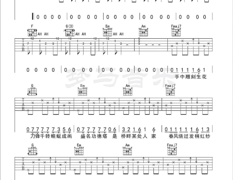 《难以抗拒你容颜》吉他谱_董姿彦