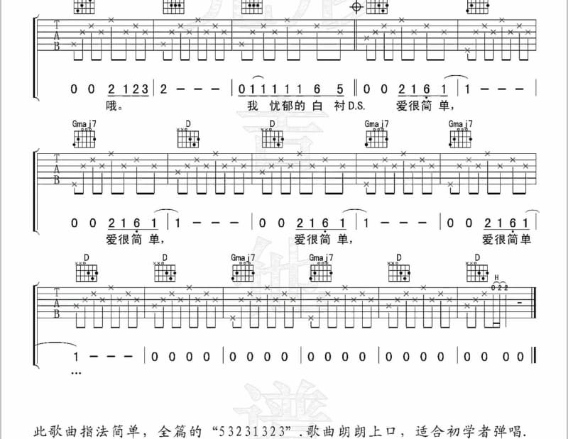《我的深情为你守候》吉他谱_方琼