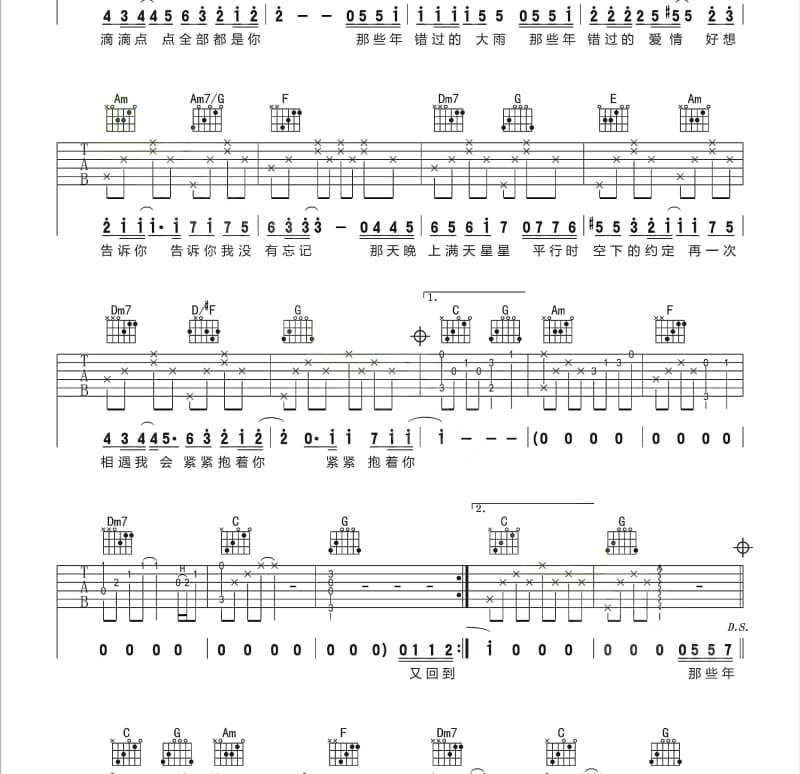 《乡恋》吉他谱_才仁文斗