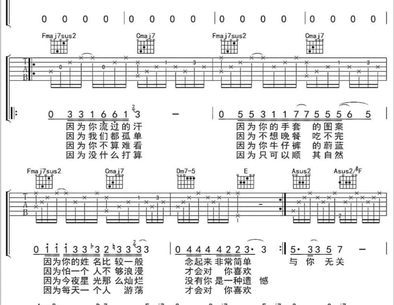 《我的爱不知道在哪里》吉他谱_李思鸣