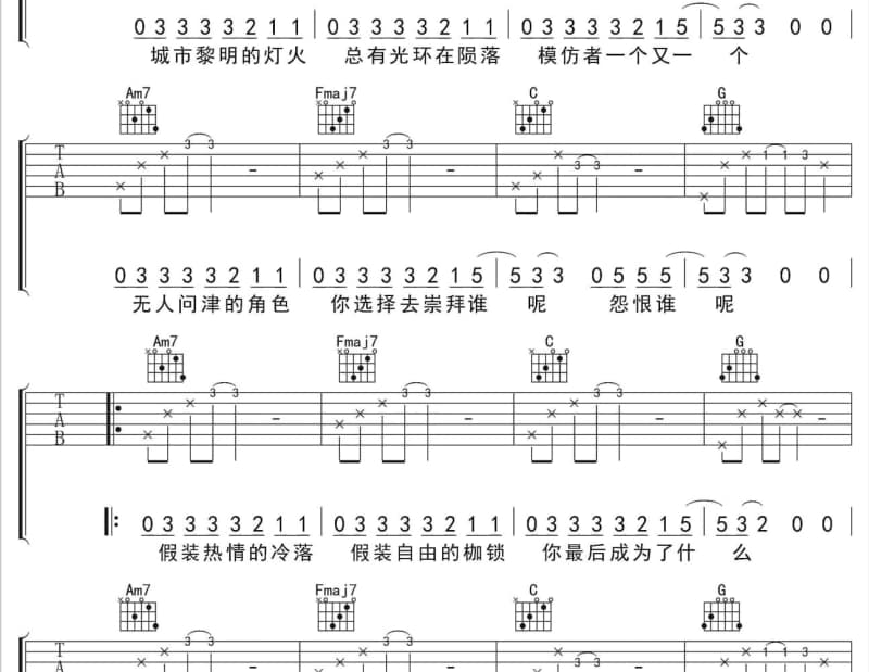 《美了没》吉他谱_李斯丹妮