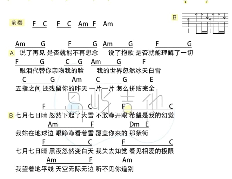 《羽兰亭街正式版》吉他谱_李晓珞