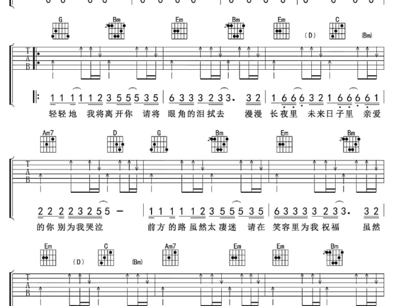 《笑起来真好看》吉他谱_李昕融