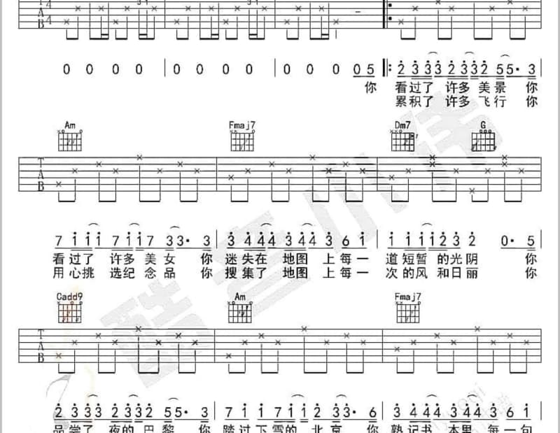 《我喜欢你》吉他谱_方玥