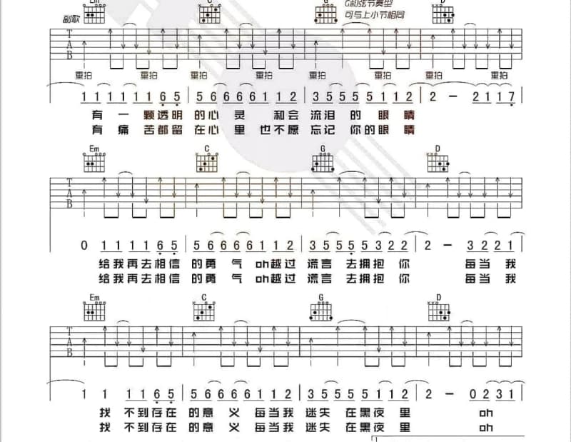 《给给》吉他谱_李宇春