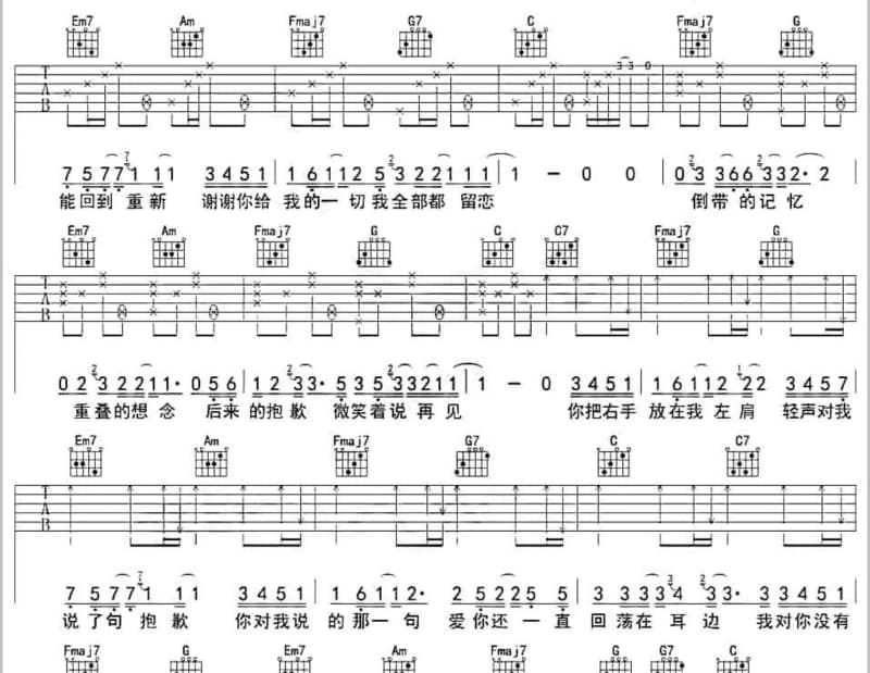 《为爱感动》吉他谱_李宇春