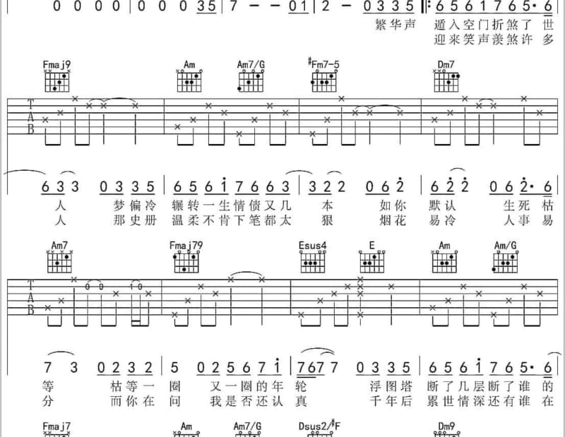 《尾班车》吉他谱_林柔均