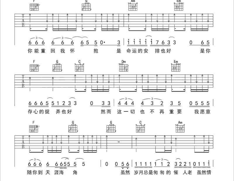《孤枕》吉他谱_龙梅子