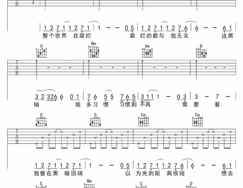 《遇见》吉他谱_龙梅子