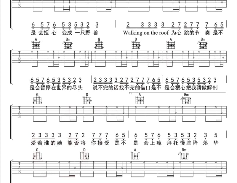 《慢慢走》吉他谱_洛少爷
