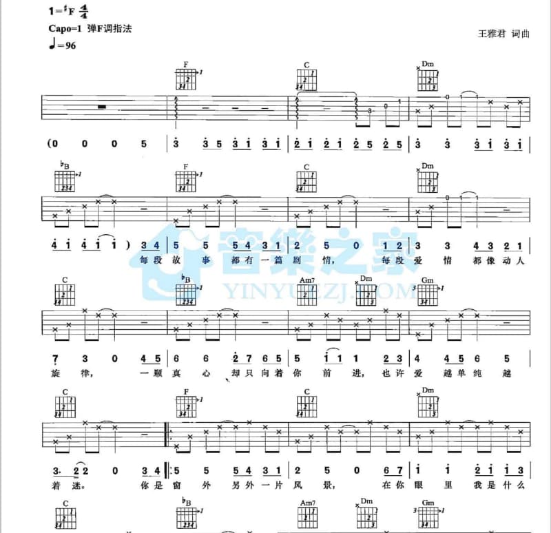 《风吹麦田》吉他谱_麦子杰
