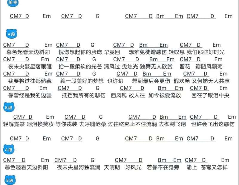 《风雨同路》吉他谱_曼里