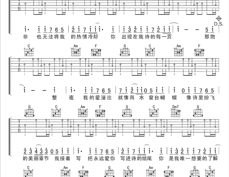 《沧海一声笑》吉他谱_毛俊杰
