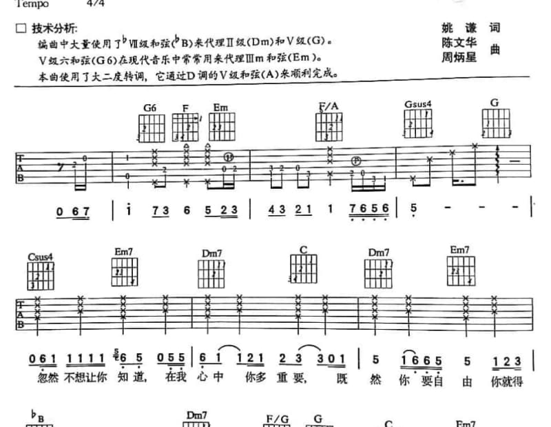 《突然很想你》吉他谱_梅楣