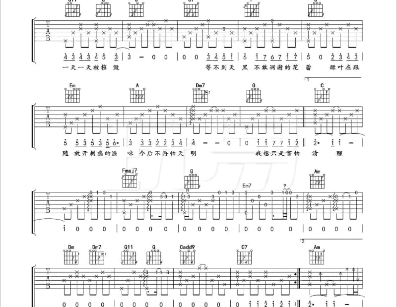 《装作听不懂的样子》吉他谱_梦然
