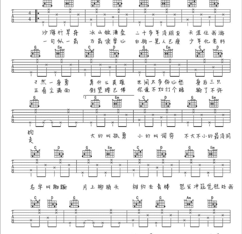 《剪不断，理还乱》吉他谱_倪浩毅