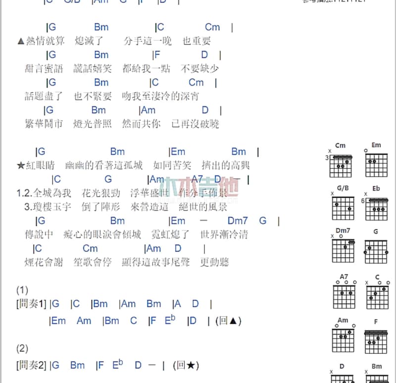 《一点通》吉他谱_蔡俊涛