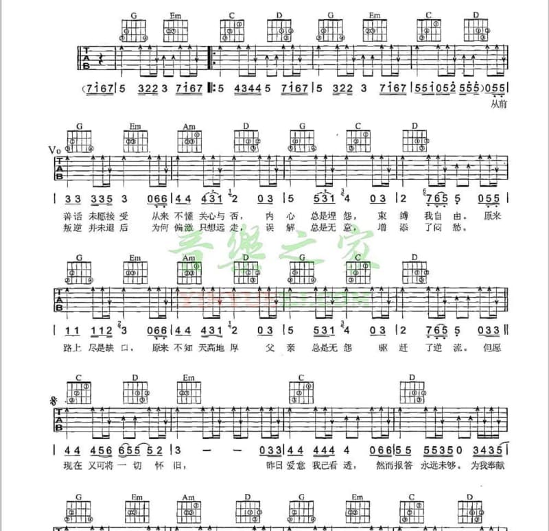 《徽县我深深的依恋》吉他谱_彭高平