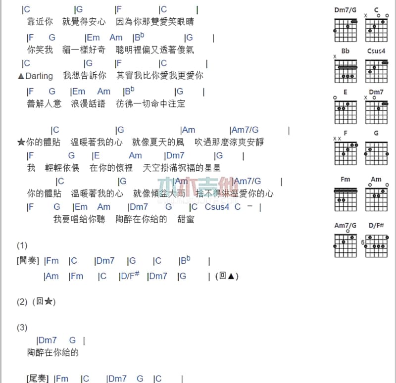 《你啊》吉他谱_彭浩淼