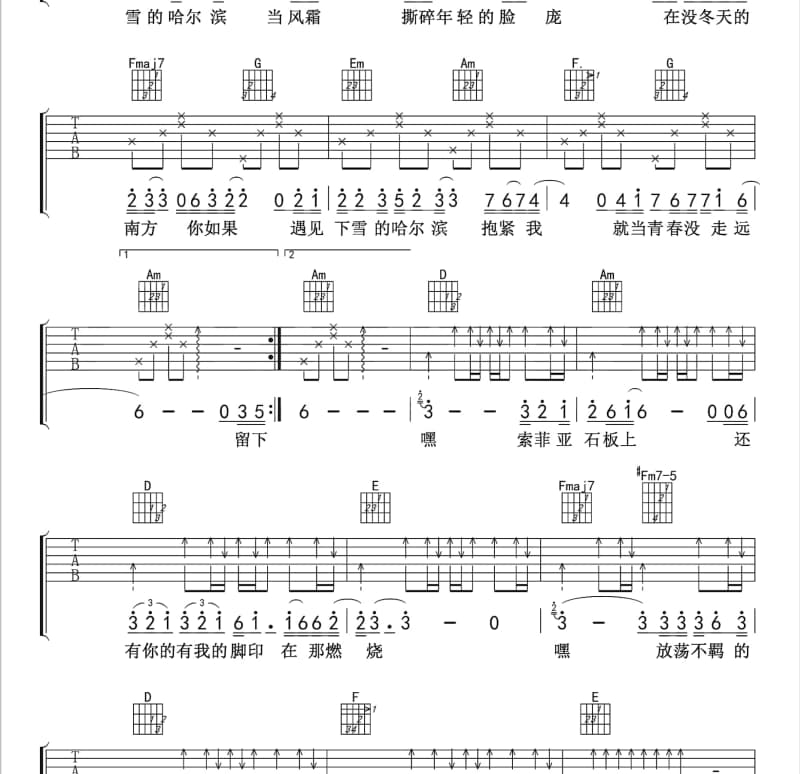 《夏起啦》吉他谱_鹏泊
