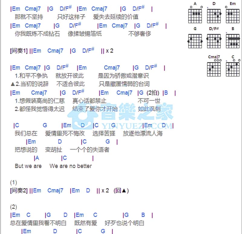 《其实我很好》吉他谱_藏文