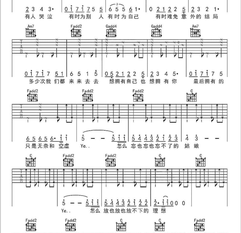 《聆》吉他谱_清涟
