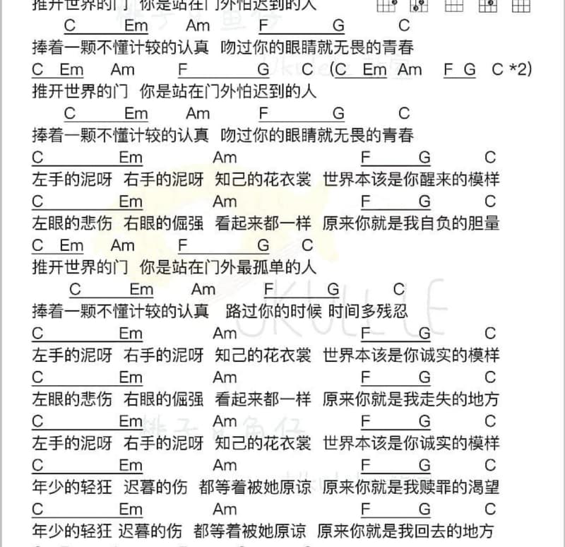 《我爱你好像告诉你》吉他谱_晴飞