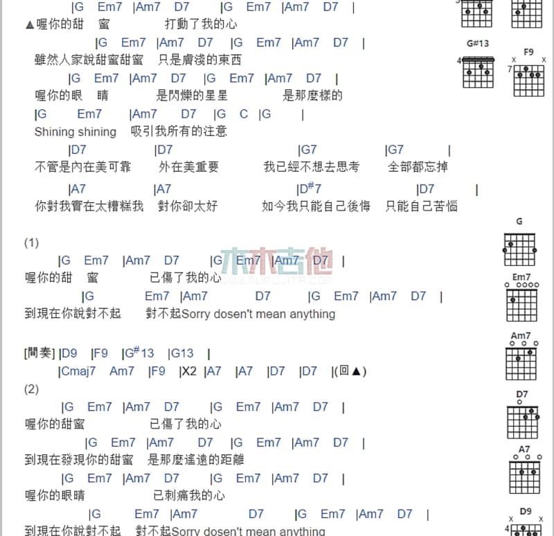 《适可而止》吉他谱_沙宝亮