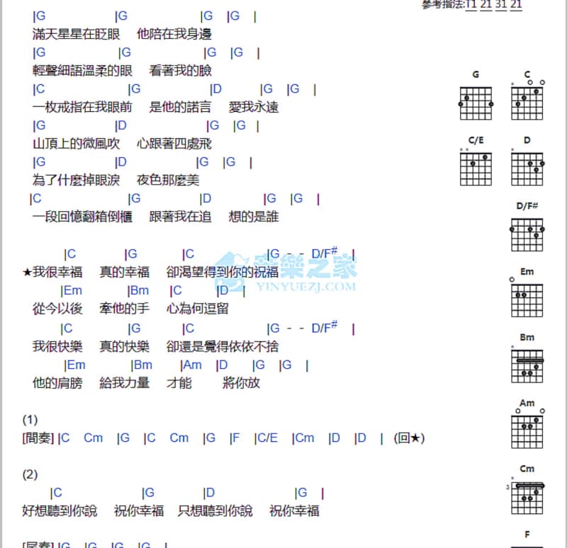 《阿哥阿妹心醉醉》吉他谱_山水组合