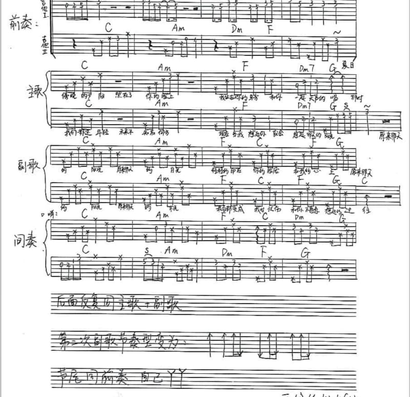 《如果你不爱》吉他谱_帅霖