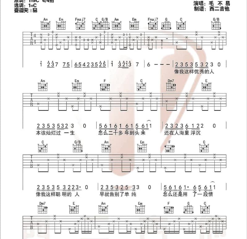 《我终于失去了你》吉他谱_孙晓亮