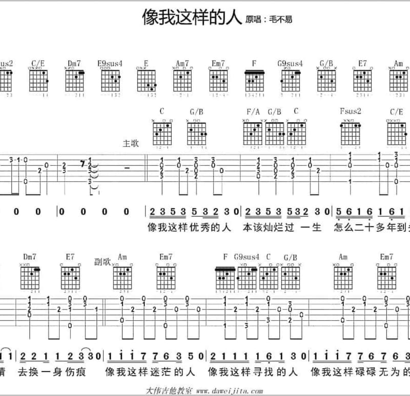 《不知不觉》吉他谱_孙阳