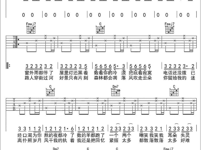 《想起情妹妹》吉他谱_加虎