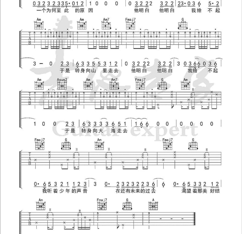 《森林之歌》吉他谱_屠洪刚