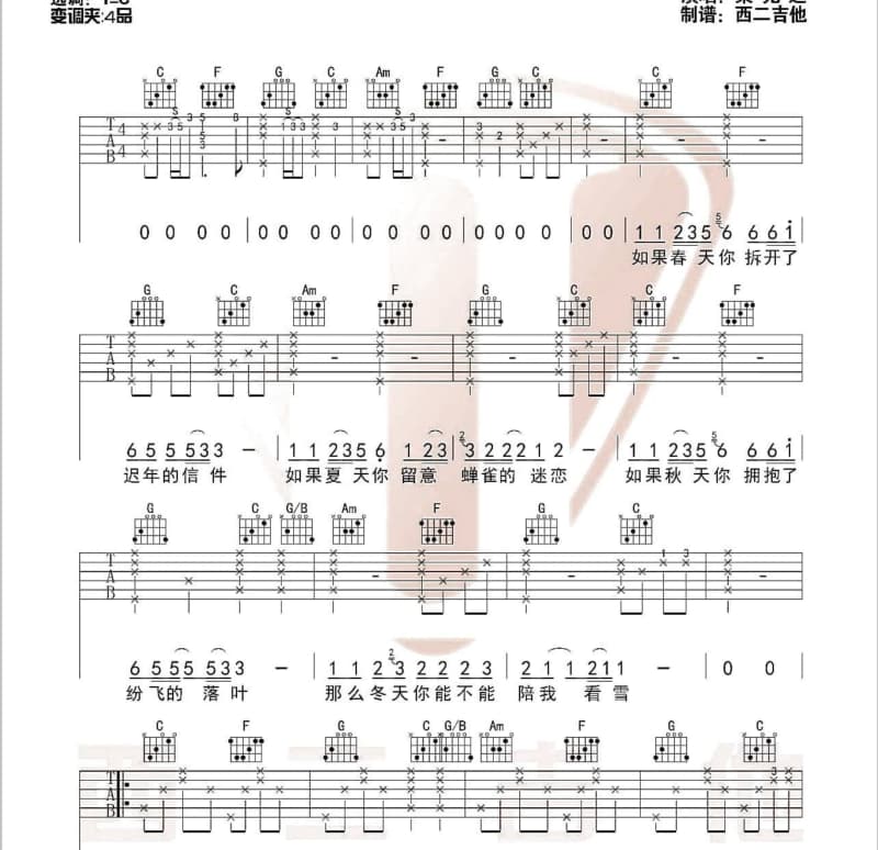 《年轮》吉他谱_汪苏泷