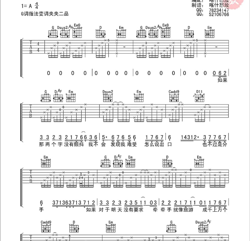 《愿得你的心》吉他谱_王峰