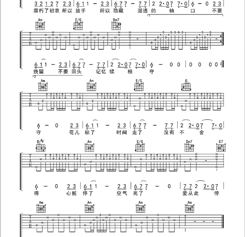 《伤吧，伤吧》吉他谱_王继康