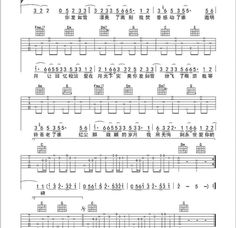 《心曲》吉他谱_王键