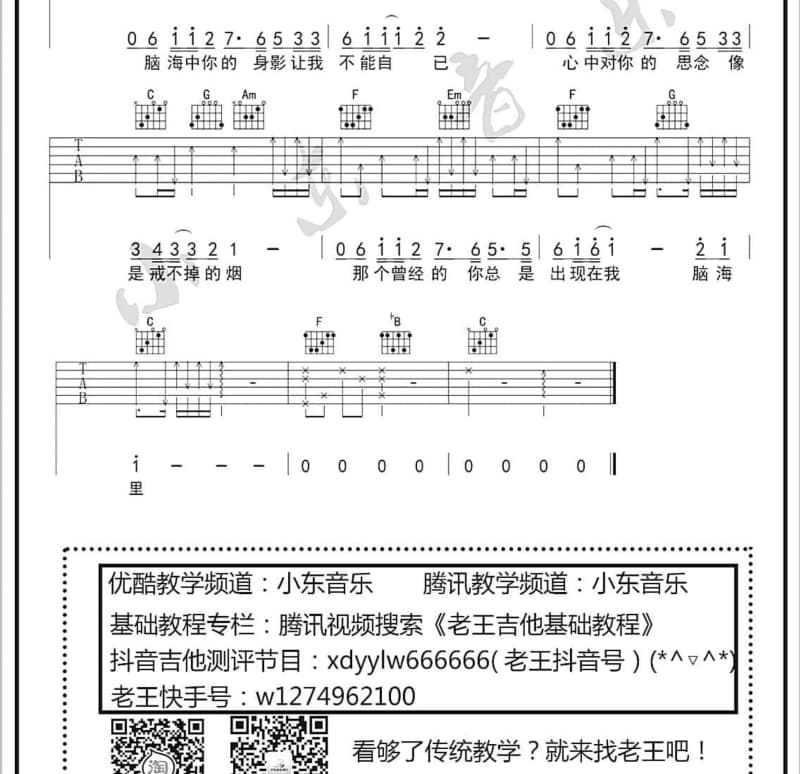 《原来你也在这里》吉他谱_王滔