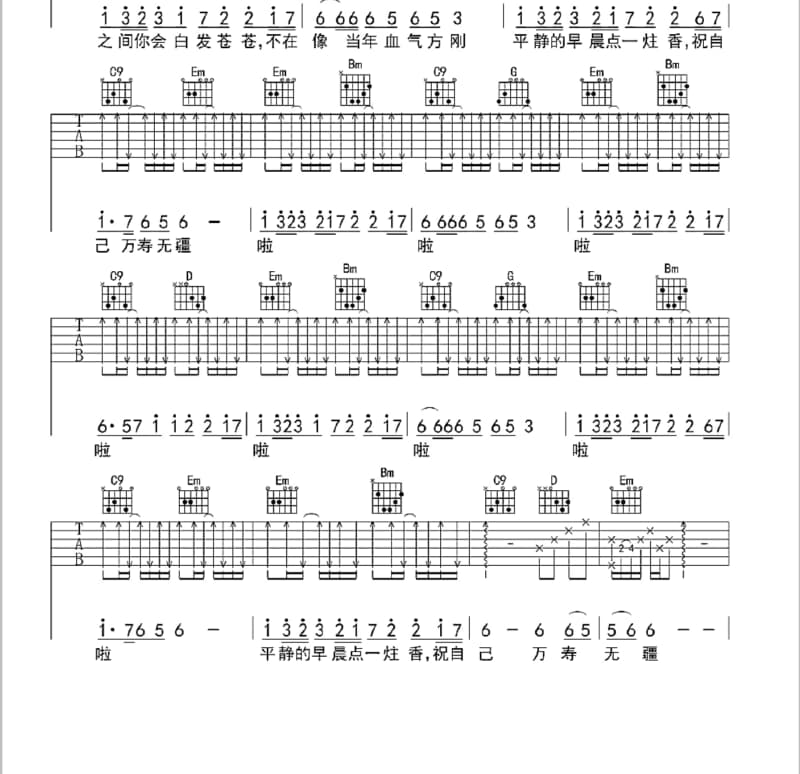 《sing》吉他谱_陈楚生