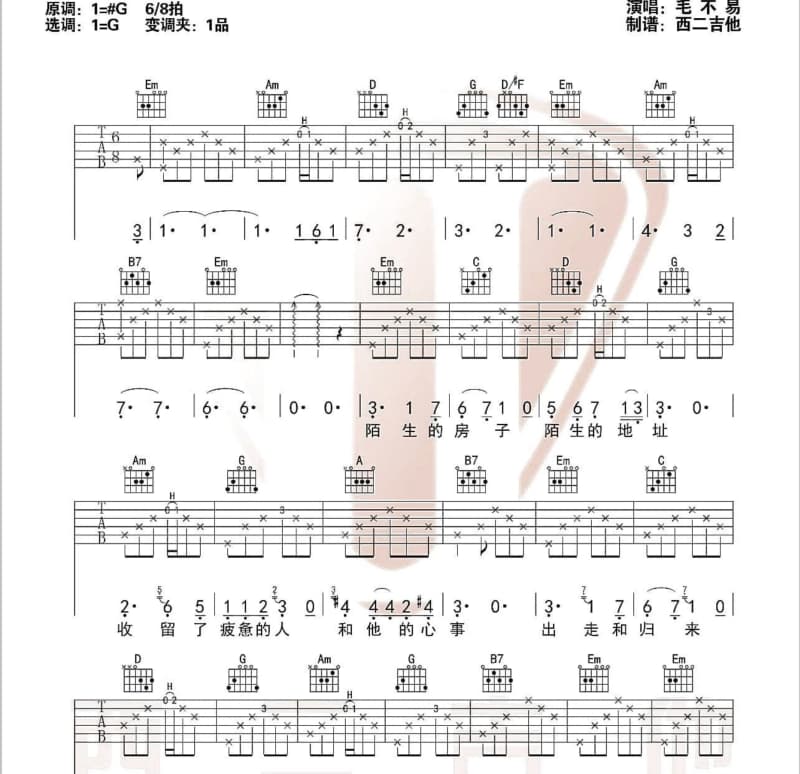 《追忆》吉他谱_王闻