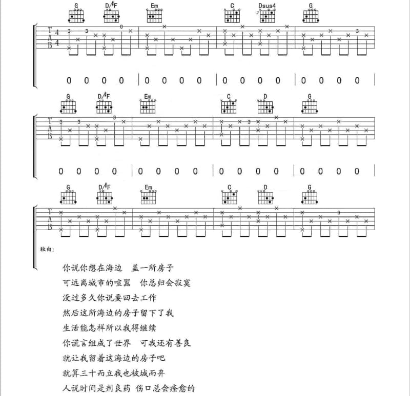 《重来》吉他谱_王晰