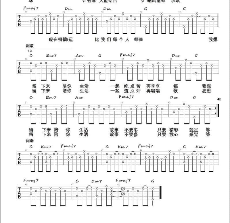 《打印人生》吉他谱_陈楚生