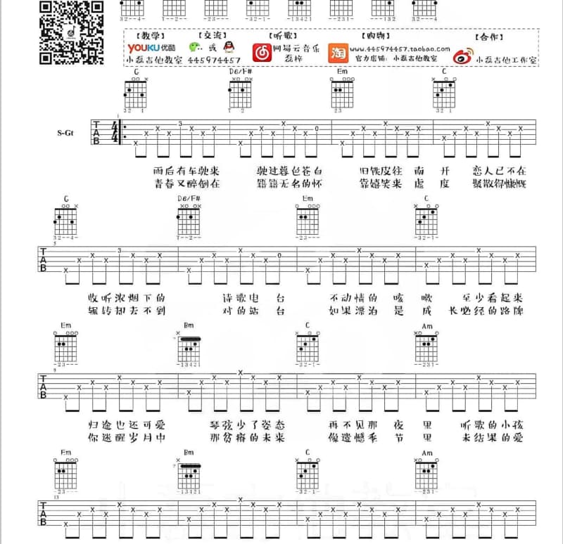 《起风的后来》吉他谱_王忻辰