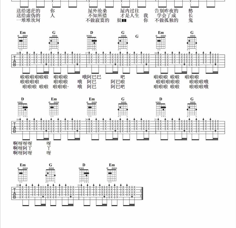 《饮酒 其五》吉他谱_吴彤