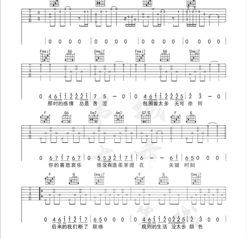 《等你一万年》吉他谱_吴永清