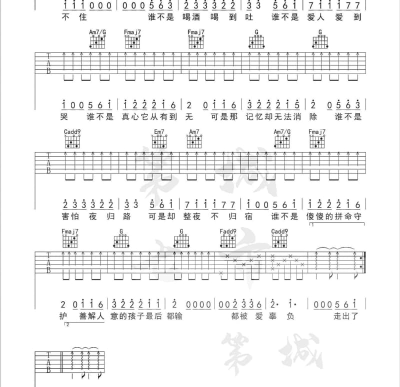 《山水闲人》吉他谱_五色石南叶